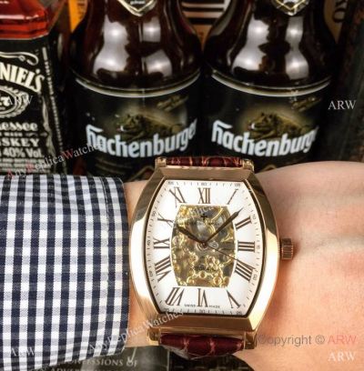 Copy Vacheron Constantin Malte Tourbillon Watch Rose Gold White Dial